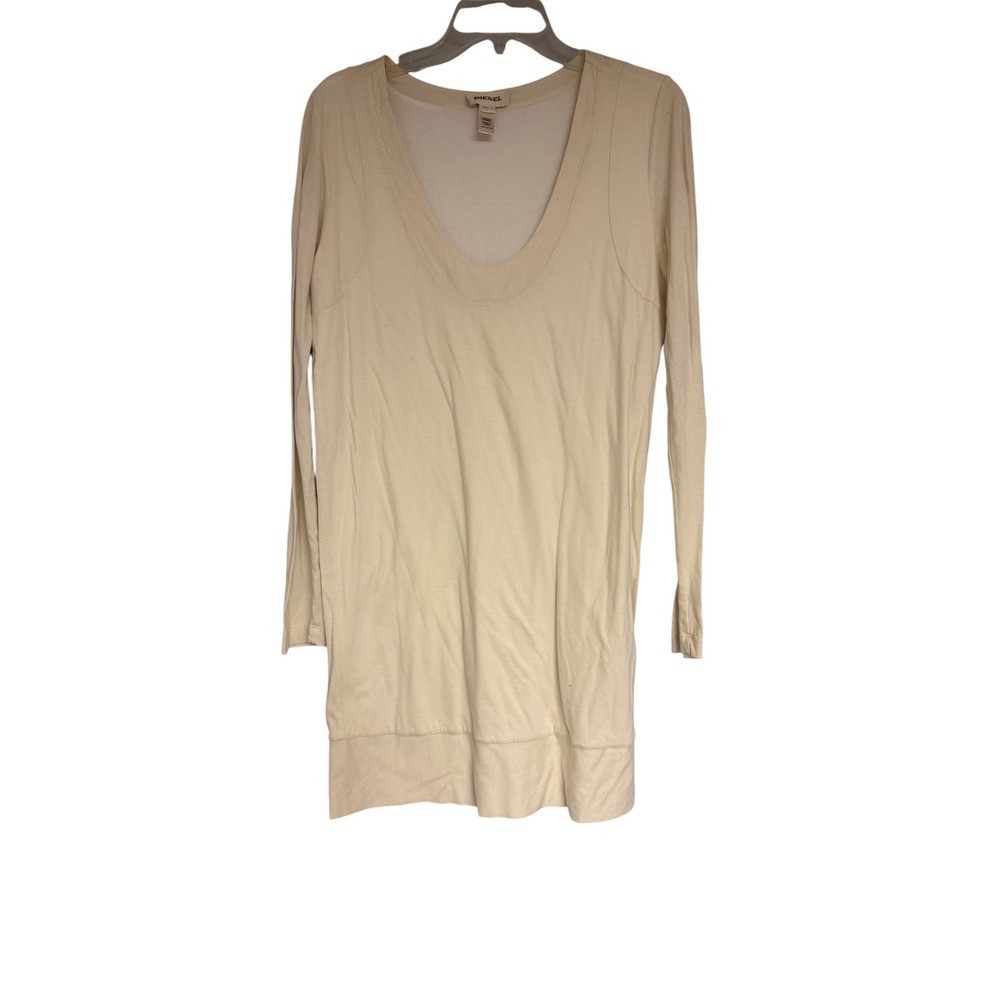 Diesel Cream Cotton Scoop Neck Long Sleeve Tunic MiniDress Fire Rescue Princess